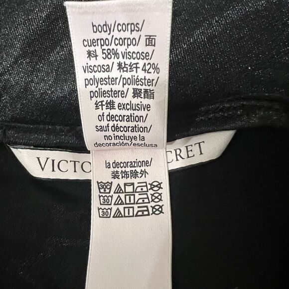 Victoria’s Secret Satin Cami Top | Small | Black Script Print | Strappy Back - Picture 4 of 6